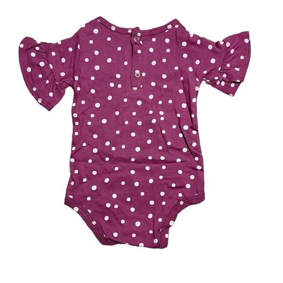 Grayson Mini Purple Polkadot Butterfly Sleeve 3 Button Snap Onesie NWT SZ 0-3M - Picture 2 of 3